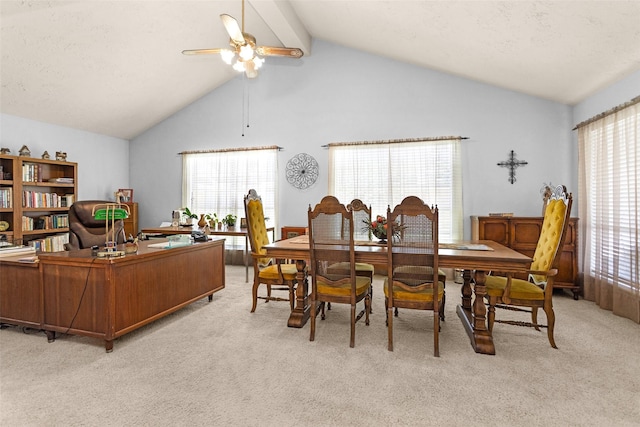 4818 Lost Lake Ln, Spring, TX 77388 - office with light carpet, a ceiling fan, and healthy amount of natural light