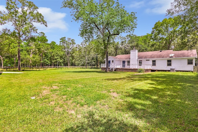 456 Cheatham Rd, Huffman, TX 77336 - view of green lawn featuring a wooden deck