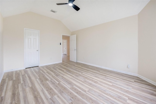 4202 Maurice Way, Stafford, TX 77477 - unfurnished bedroom featuring light wood-type flooring, lofted ceiling, and a ceiling fan