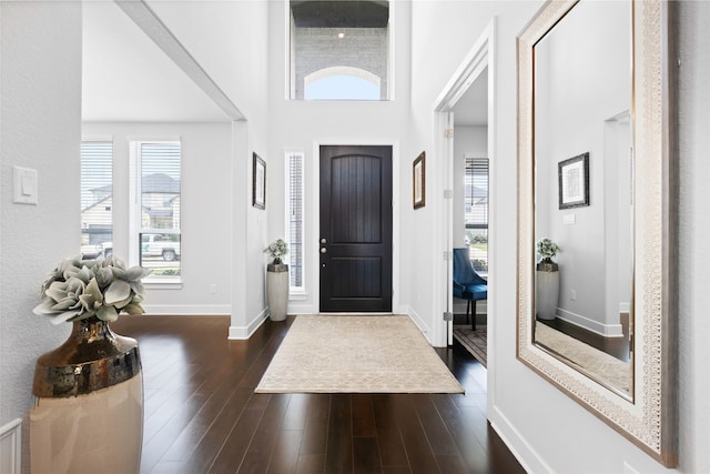 4710 Pecos Ridge Ln, Sugar Land, TX 77479 - entrance foyer with dark wood-style flooring and a towering ceiling