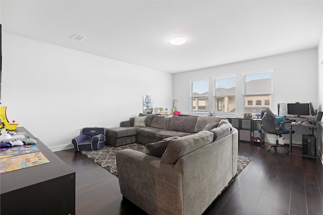 4710 Pecos Ridge Ln, Sugar Land, TX 77479 - living room featuring dark wood-type flooring and an office area
