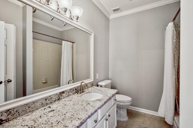 248 Wilcrest Dr Unit 248, Houston, TX 77042 - bathroom with vanity, crown molding, a shower with curtain, and tile patterned floors