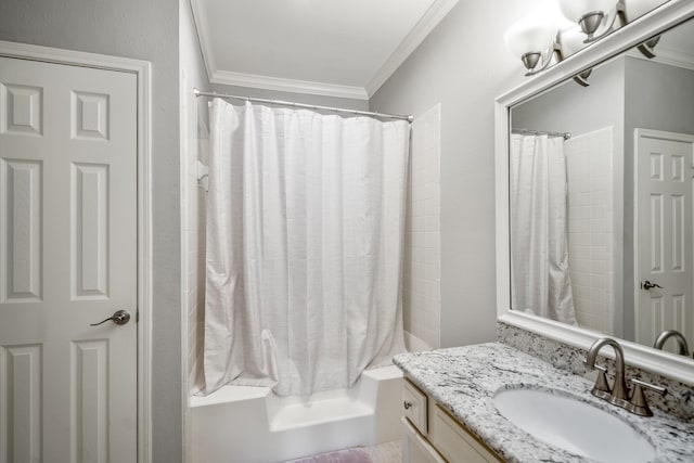 248 Wilcrest Dr Unit 248, Houston, TX 77042 - bathroom featuring vanity, ornamental molding, and shower / tub combo