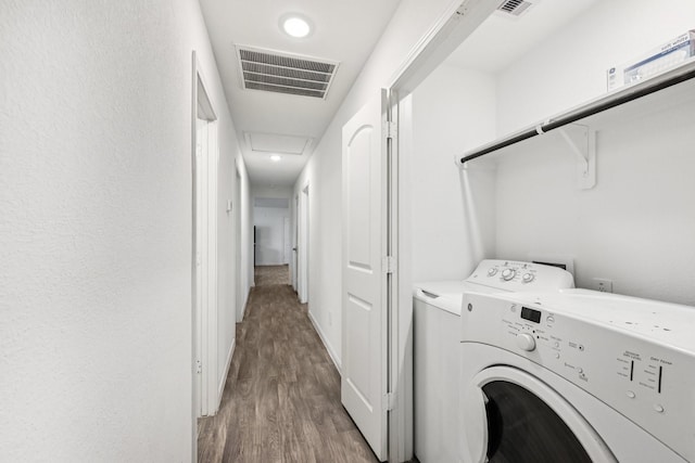 852 Rd 5138, Cleveland, TX 77327 - laundry area with washer and clothes dryer, wood finished floors, and recessed lighting