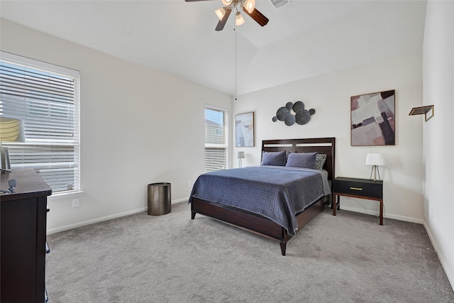 15023 Winter Valley Ct, Humble, TX 77396 - bedroom with carpet, ceiling fan, and lofted ceiling