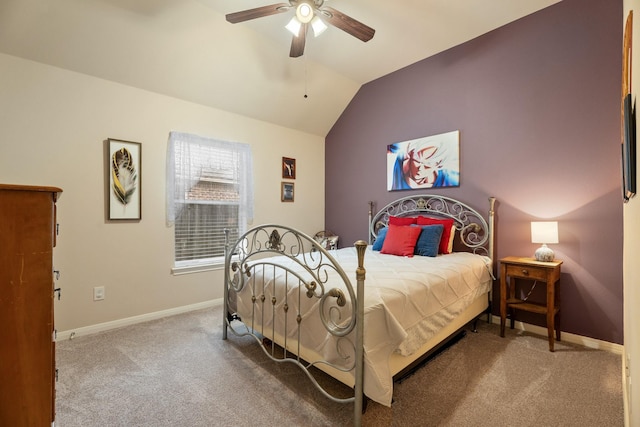 519 Ivory Stone Ln, League City, TX 77573 - bedroom featuring carpet flooring, lofted ceiling, and ceiling fan