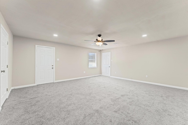 3626 Sparrow St, Houston, TX 77051 - unfurnished room with a ceiling fan, carpet flooring, and recessed lighting
