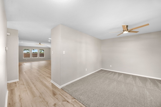 21002 Pineda Cir, Richmond, TX 77406 - spare room featuring a ceiling fan, light wood-style flooring, and recessed lighting