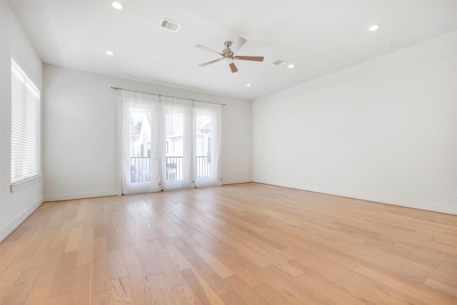 1740 Ojeman Point Ln, Houston, TX 77055 - unfurnished room featuring ceiling fan, light wood finished floors, and recessed lighting