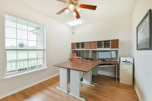 29218 Hay Meadow Ct, Waller, TX 77484 - office area featuring light wood finished floors and a ceiling fan