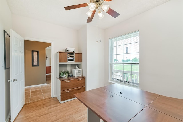 29218 Hay Meadow Ct, Waller, TX 77484 - office space featuring a ceiling fan and light wood finished floors