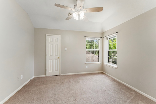 53 Silver Crescent Ct, The Woodlands, TX 77382 - spare room with carpet floors, vaulted ceiling, and ceiling fan