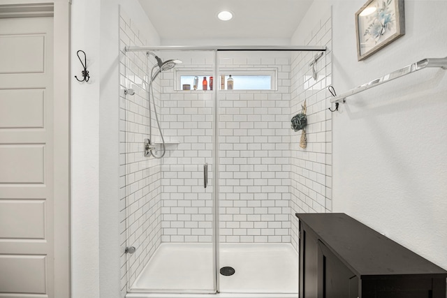 1618 William Scott St, Baytown, TX 77523 - bathroom with a shower stall and recessed lighting