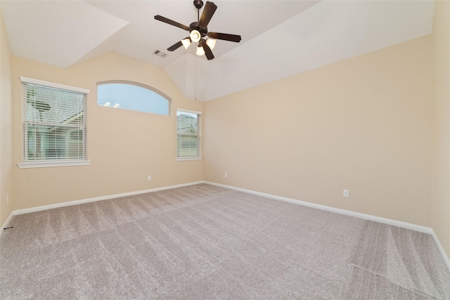 9 Cheswood Manor Dr, Spring, TX 77382 - carpeted empty room with ceiling fan and vaulted ceiling