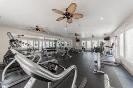 4121 Pointe W Dr Unit 103, Galveston, TX 77554 - exercise room with a ceiling fan