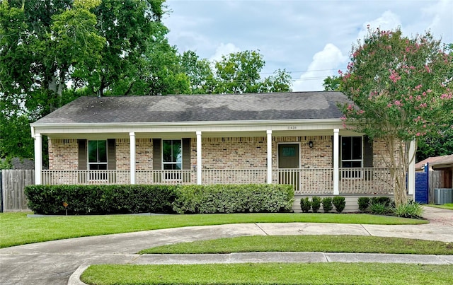 11418 Braewick Dr, Houston, TX 77035 - ranch-style home with a porch, brick siding, and roof with shingles