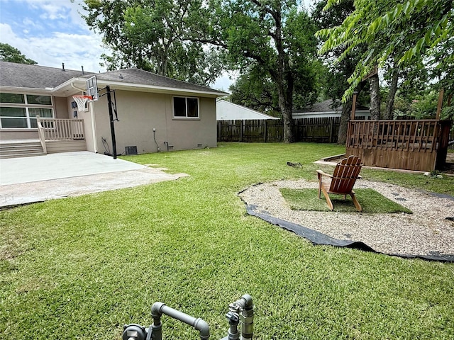 11418 Braewick Dr, Houston, TX 77035 - fenced backyard featuring a patio area and a wooden deck