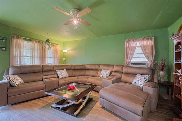 6741 Goforth St, Houston, TX 77021 - living area with ceiling fan and hardwood / wood-style floors