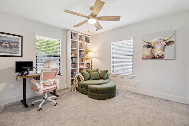 1810 Nauts Ct, Houston, TX 77008 - home office with carpet floors and ceiling fan