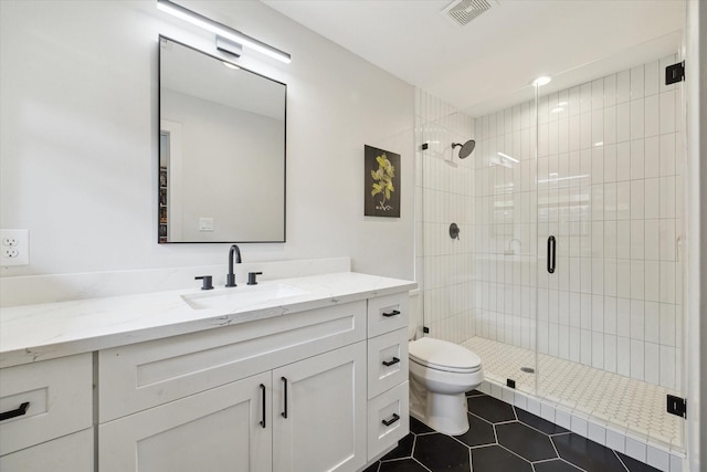 1810 Nauts Ct, Houston, TX 77008 - bathroom with tile patterned flooring, a shower stall, and vanity
