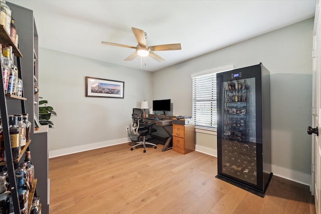 1810 Nauts Ct, Houston, TX 77008 - home office featuring a ceiling fan and light wood-style flooring