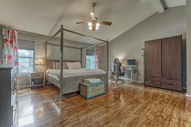 100 W Rainbow Ridge Cir, The Woodlands, TX 77381 - bedroom featuring wood finished floors, ceiling fan, and an office area