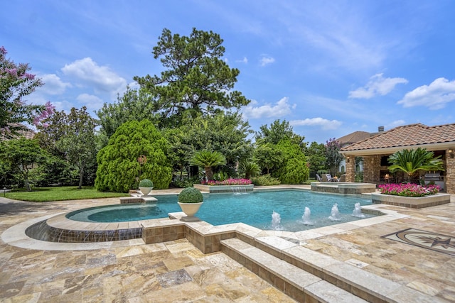 102 Lake Sterling Gate Dr, Spring, TX 77379 - view of pool featuring a pool with connected hot tub and a patio area