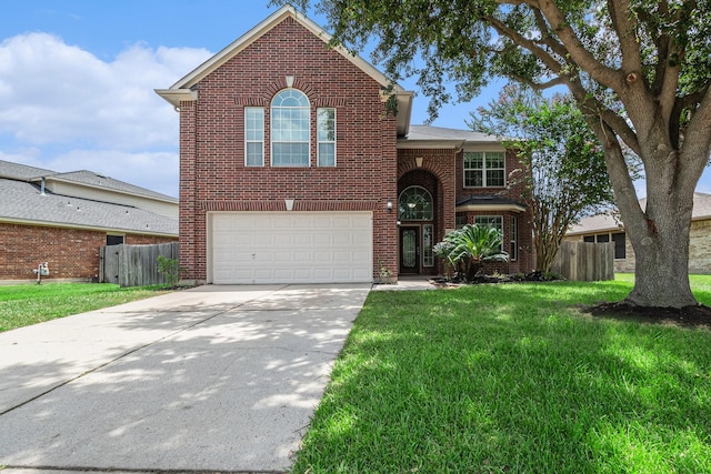 3242 Enchanted Hollow Ln, Spring, TX 77388 - traditional-style house with brick siding, a garage, and concrete driveway