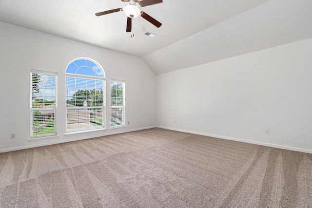 3242 Enchanted Hollow Ln, Spring, TX 77388 - spare room featuring a ceiling fan, carpet flooring, and lofted ceiling