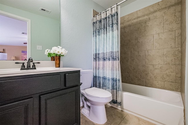 2010 Wembley Way, Rosenberg, TX 77471 - bathroom with tile patterned floors, vanity, and shower / bathtub combination with curtain