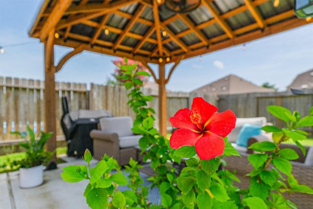 2010 Wembley Way, Rosenberg, TX 77471 - fenced backyard featuring a gazebo and a patio area