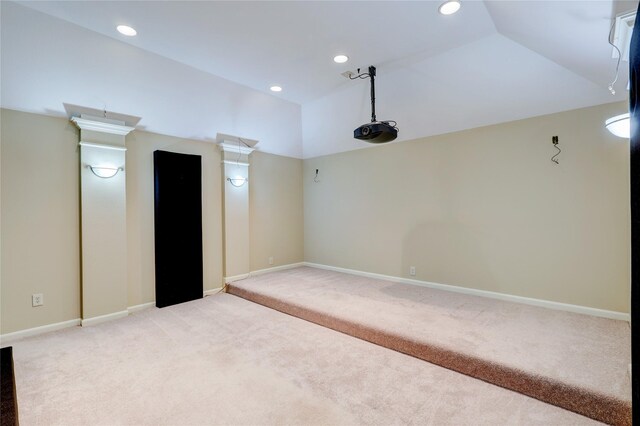 5507 Opal Cove Ct, Katy, TX 77494 - unfurnished room featuring light carpet, lofted ceiling, and recessed lighting
