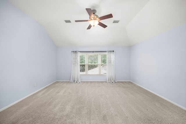 22 Windfern Pl, The Woodlands, TX 77382 - carpeted empty room with vaulted ceiling and a ceiling fan
