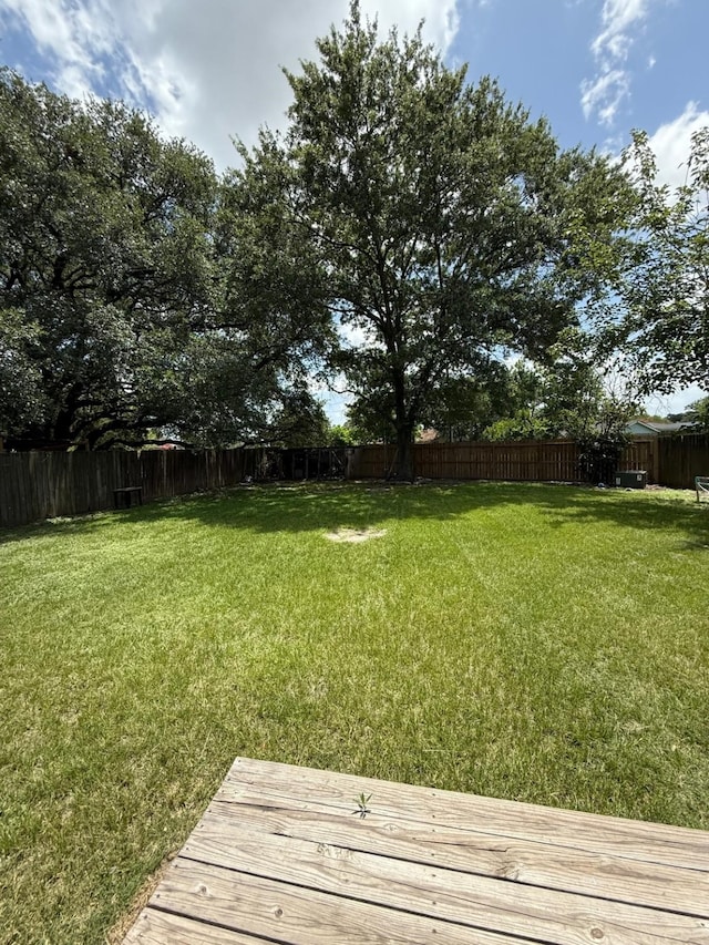 7431 Water Park Ln, Houston, TX 77086 - fenced backyard featuring a wooden deck