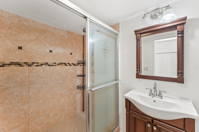 12013 Naughton St, Houston, TX 77024 - bathroom featuring a stall shower and vanity
