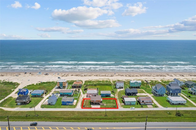 21216 Gulf Dr, Galveston, TX 77554 - aerial view of residential area featuring property parcel outlined and expansive coastline