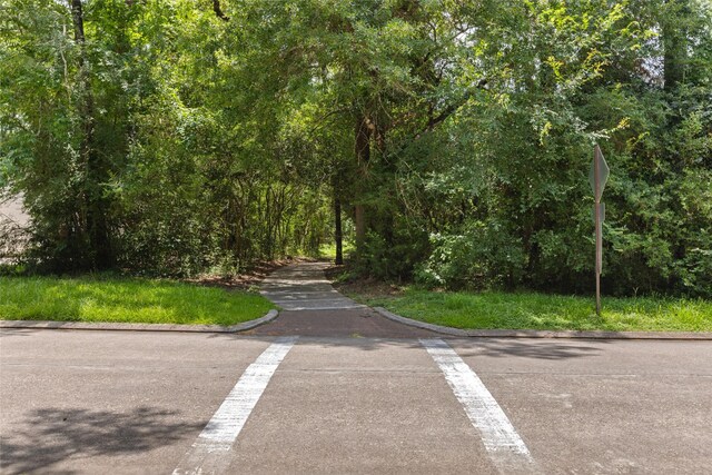 5 Cat Feet Ct, Spring, TX 77381 - view of asphalt street featuring curbs, a view of trees, and traffic signs