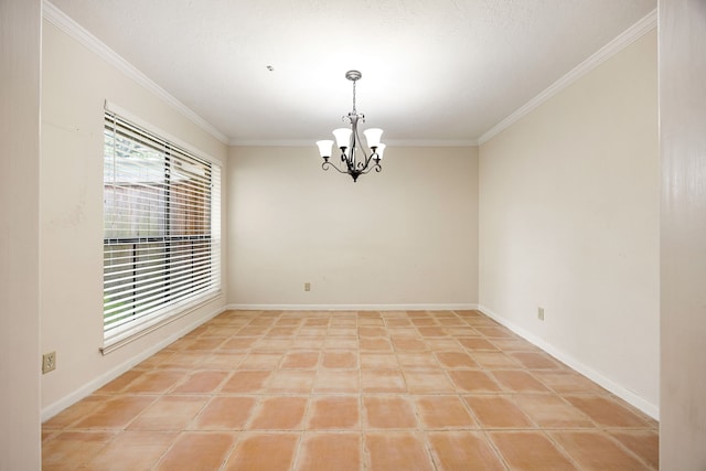 8020 Oakwood Forest Dr, Houston, TX 77040 - spare room with crown molding and a chandelier