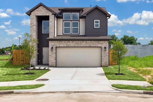 8614 Viera Ln, Houston, TX 77075 - view of front of house featuring brick siding, concrete driveway, an attached garage, and a shingled roof