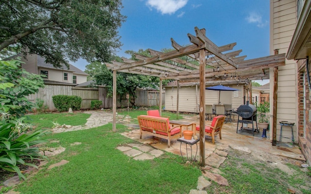 3411 Deeds Rd, Houston, TX 77084 - fenced backyard with a pergola and a patio area
