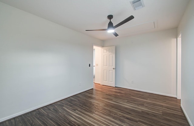 3411 Deeds Rd, Houston, TX 77084 - spare room featuring a ceiling fan, dark wood-style floors, and attic access