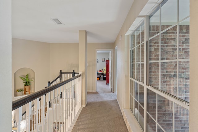 23 Murmuring Creek Pl, The Woodlands, TX 77385 - hallway with carpet floors