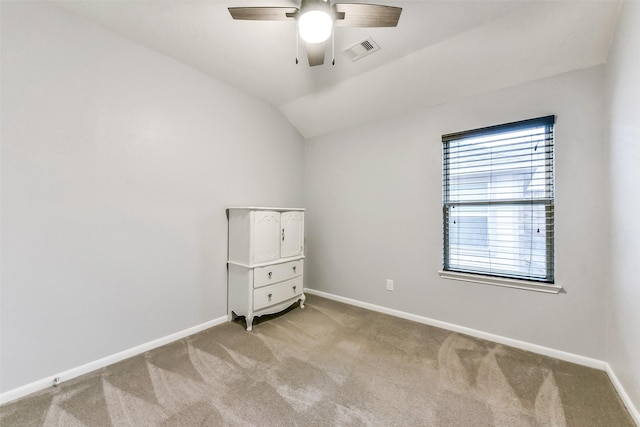 10147 Cimarron Canyon Ln, Magnolia, TX 77354 - unfurnished bedroom featuring light colored carpet, lofted ceiling, and a ceiling fan