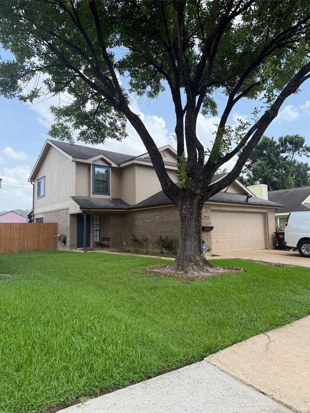 7402 Burkridge Dr, Houston, TX 77041 - view of front of property with an attached garage, brick siding, and driveway
