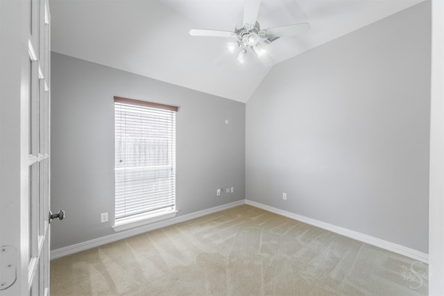 4611 Camden Brook Ln, Katy, TX 77494 - unfurnished room with a ceiling fan, light colored carpet, and lofted ceiling
