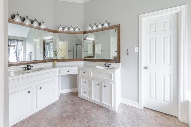 4611 Camden Brook Ln, Katy, TX 77494 - bathroom with double vanity and tile patterned flooring