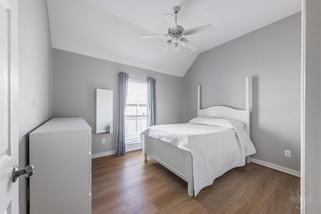 4611 Camden Brook Ln, Katy, TX 77494 - bedroom with wood finished floors, vaulted ceiling, and ceiling fan
