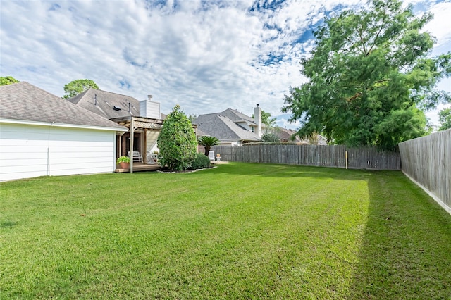2603 Piney Woods Dr, Pearland, TX 77581 - fenced backyard featuring a deck