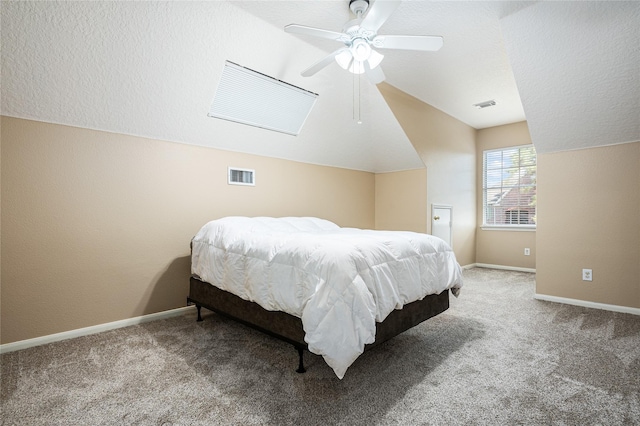 2603 Piney Woods Dr, Pearland, TX 77581 - bedroom featuring vaulted ceiling, carpet flooring, and ceiling fan