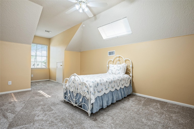 2603 Piney Woods Dr, Pearland, TX 77581 - bedroom featuring vaulted ceiling, carpet flooring, and ceiling fan